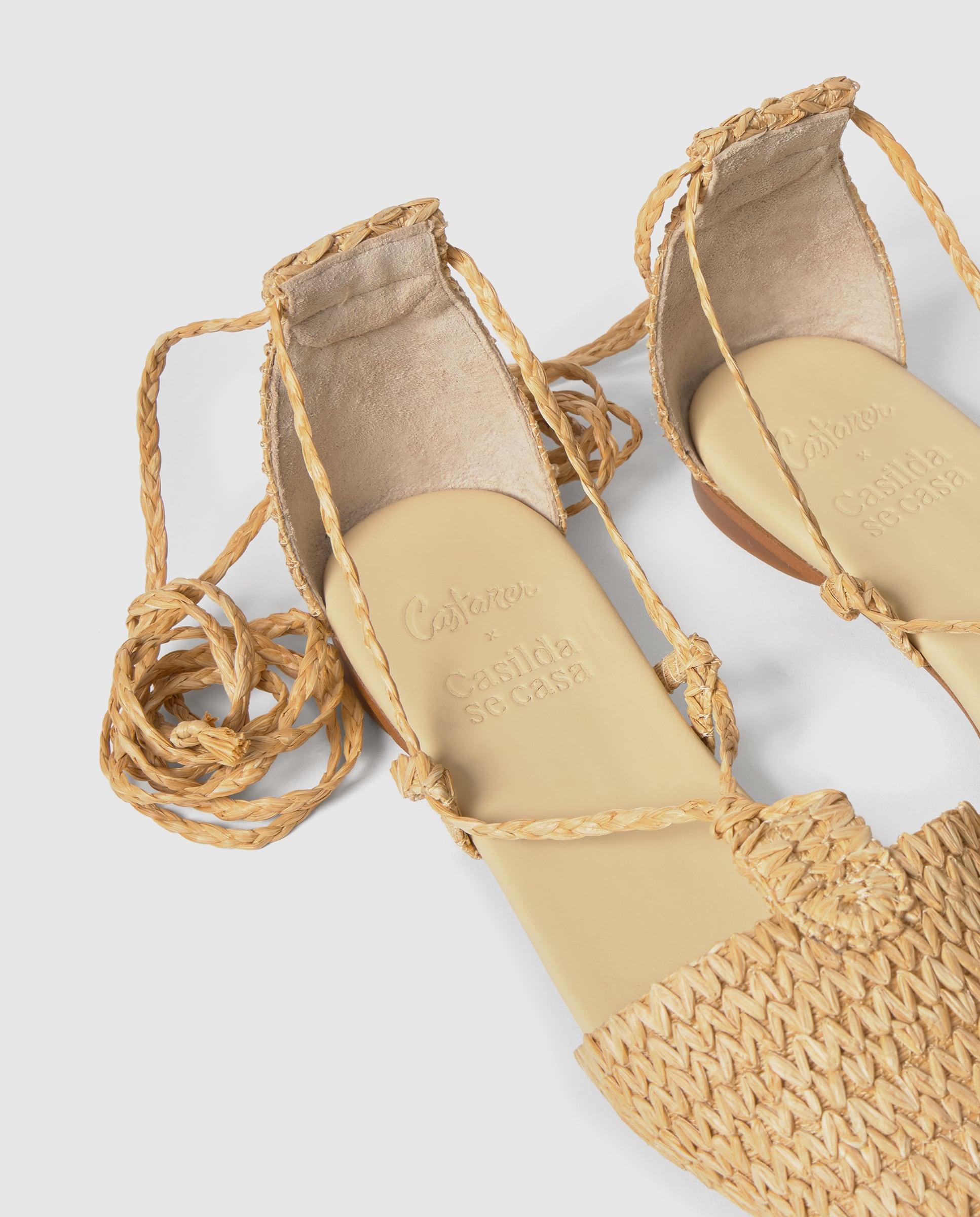 Alpercatas Rasas Entrançadas com Cordões Natural-5