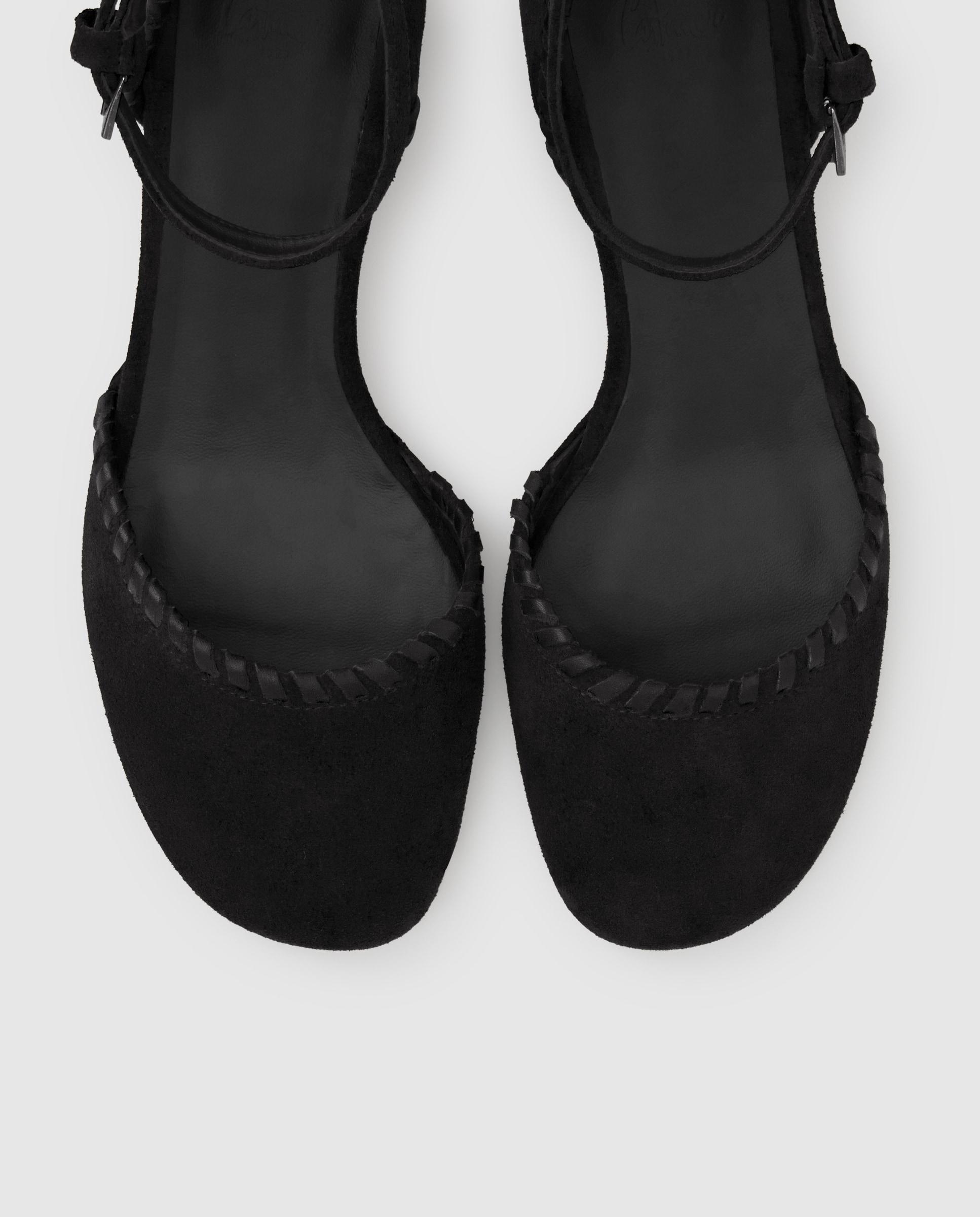 Sapatos de Salto Adela em Camurça com Salto Preto-6