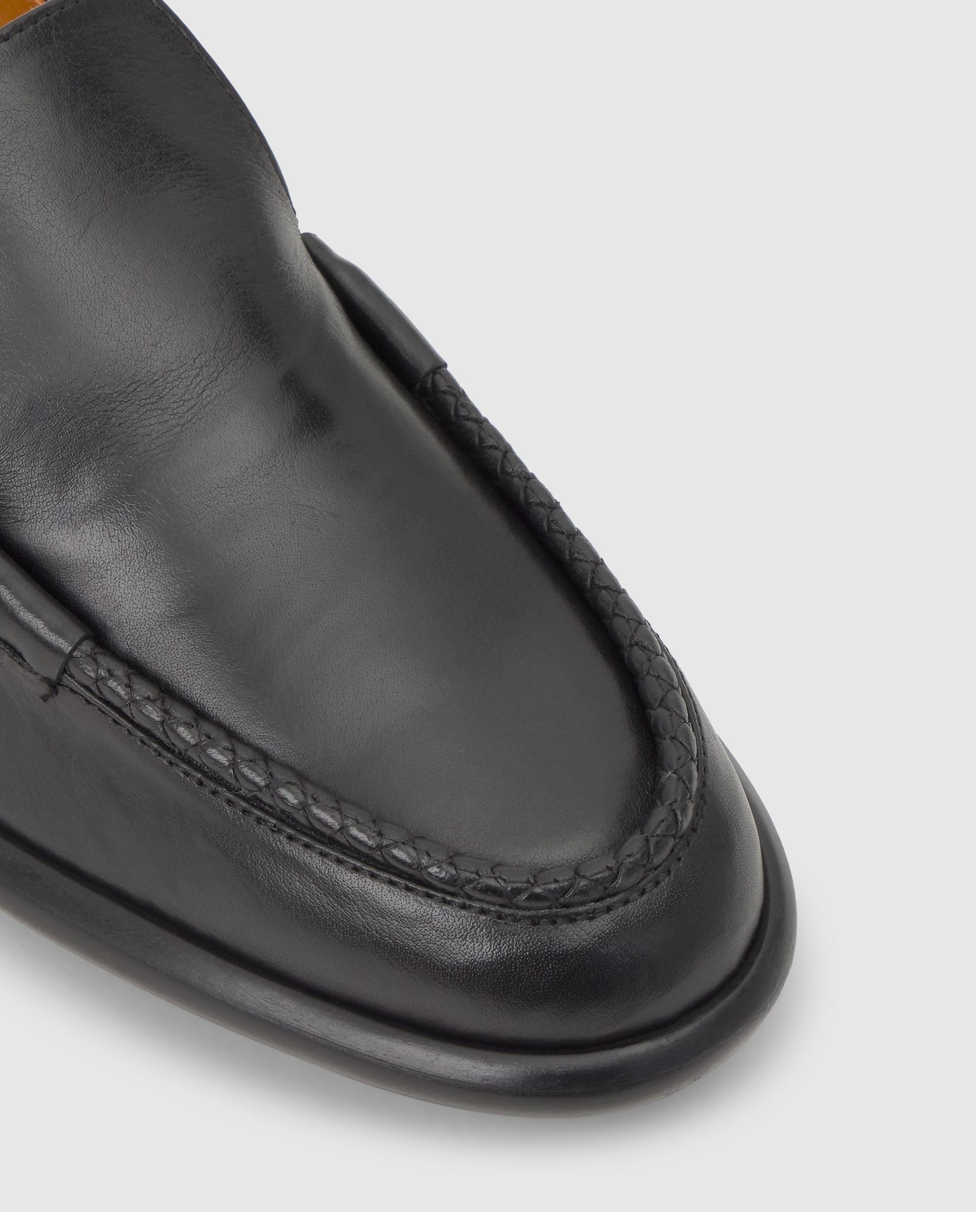 Mocassins com Salto Erika em Napa com Debrum Entrançado Preto-4