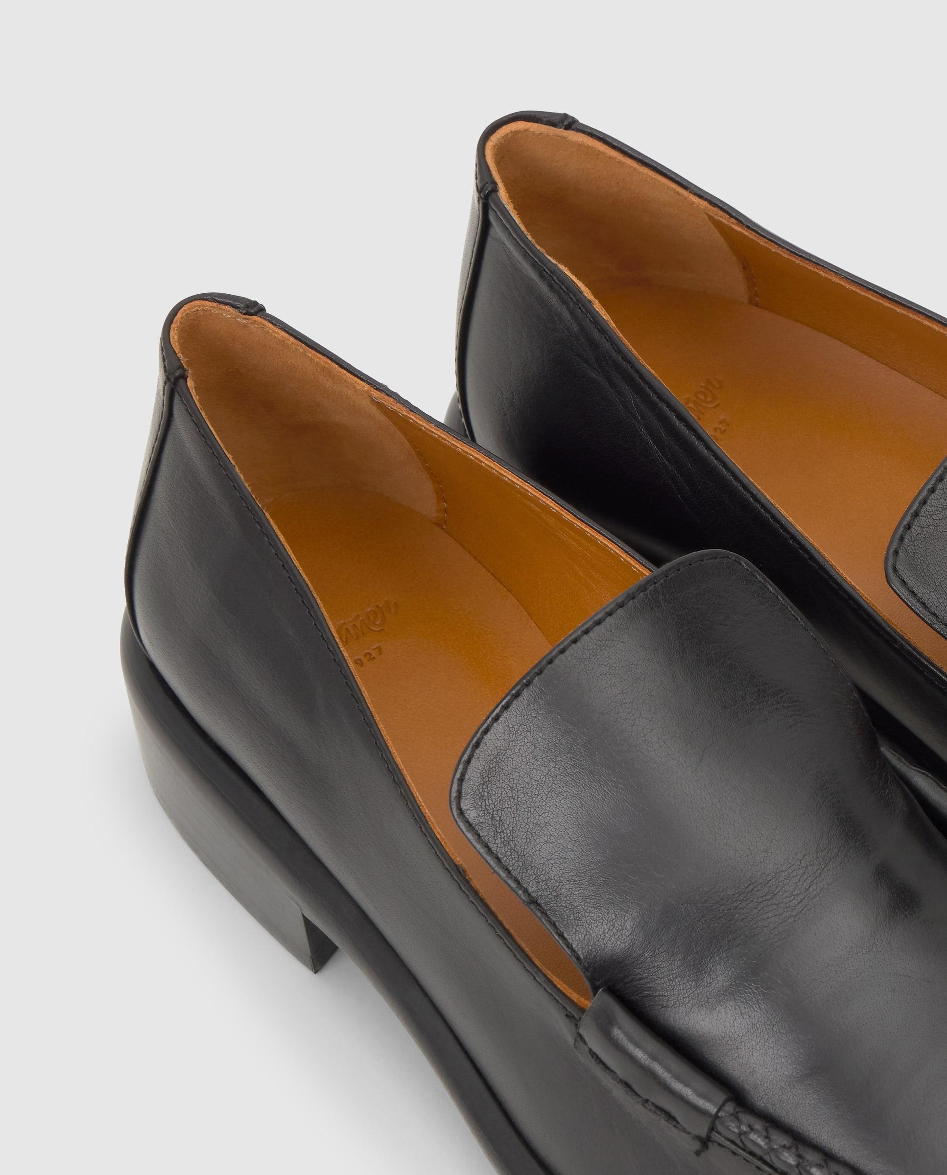Mocassins com Salto Erika em Napa com Debrum Entrançado Preto-5