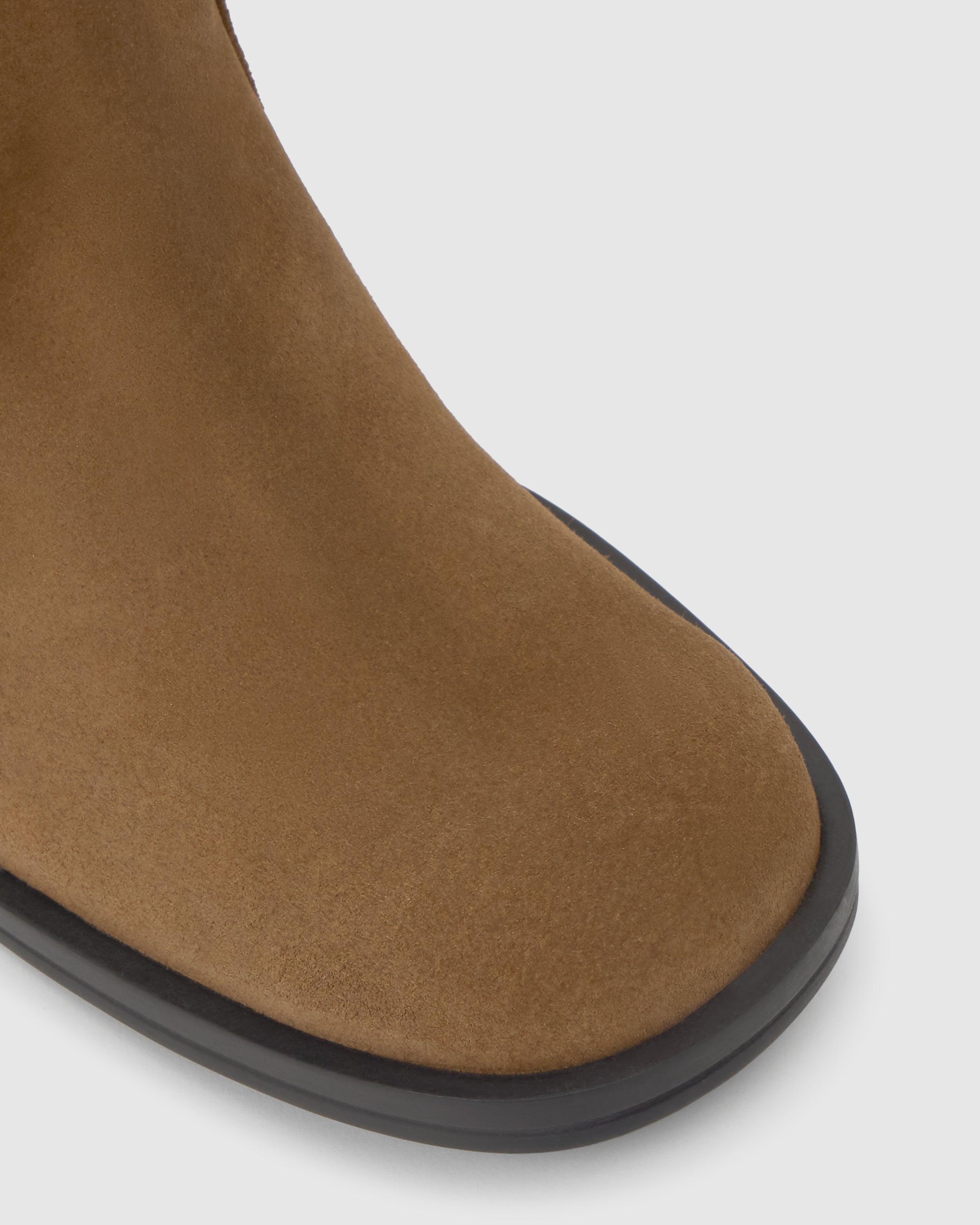 Botas Nimba em Camurça com Salto e Fecho Zip Castanho-claro-5