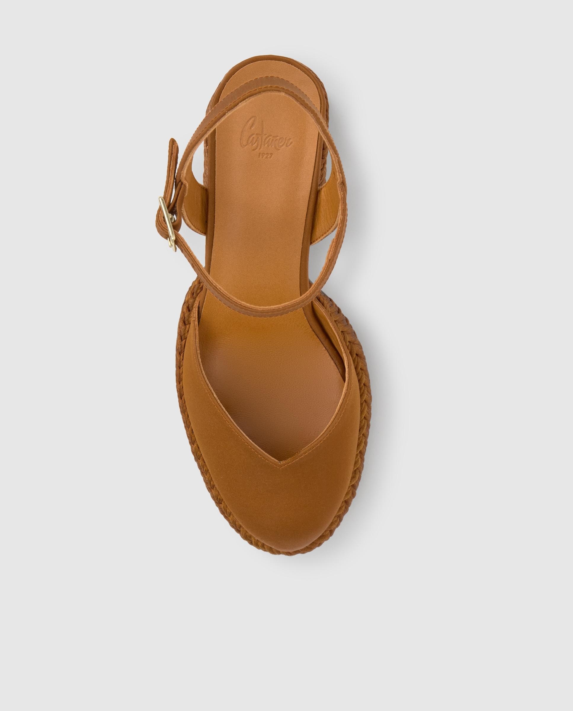 Sapatos de Salto Vilnia em Cetim com Tacão Castanho-5