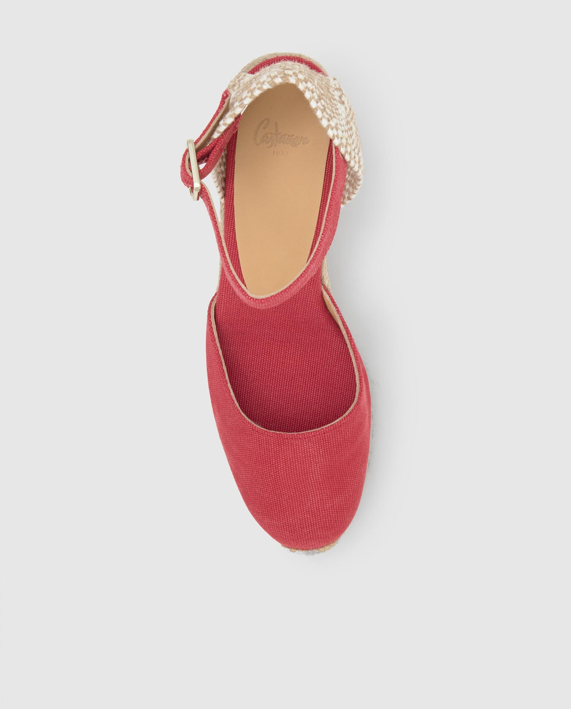 Alpercatas de Cunha Carol em Algodão Orgânico Lavado com Fecho de Pulseira Vermelho-6