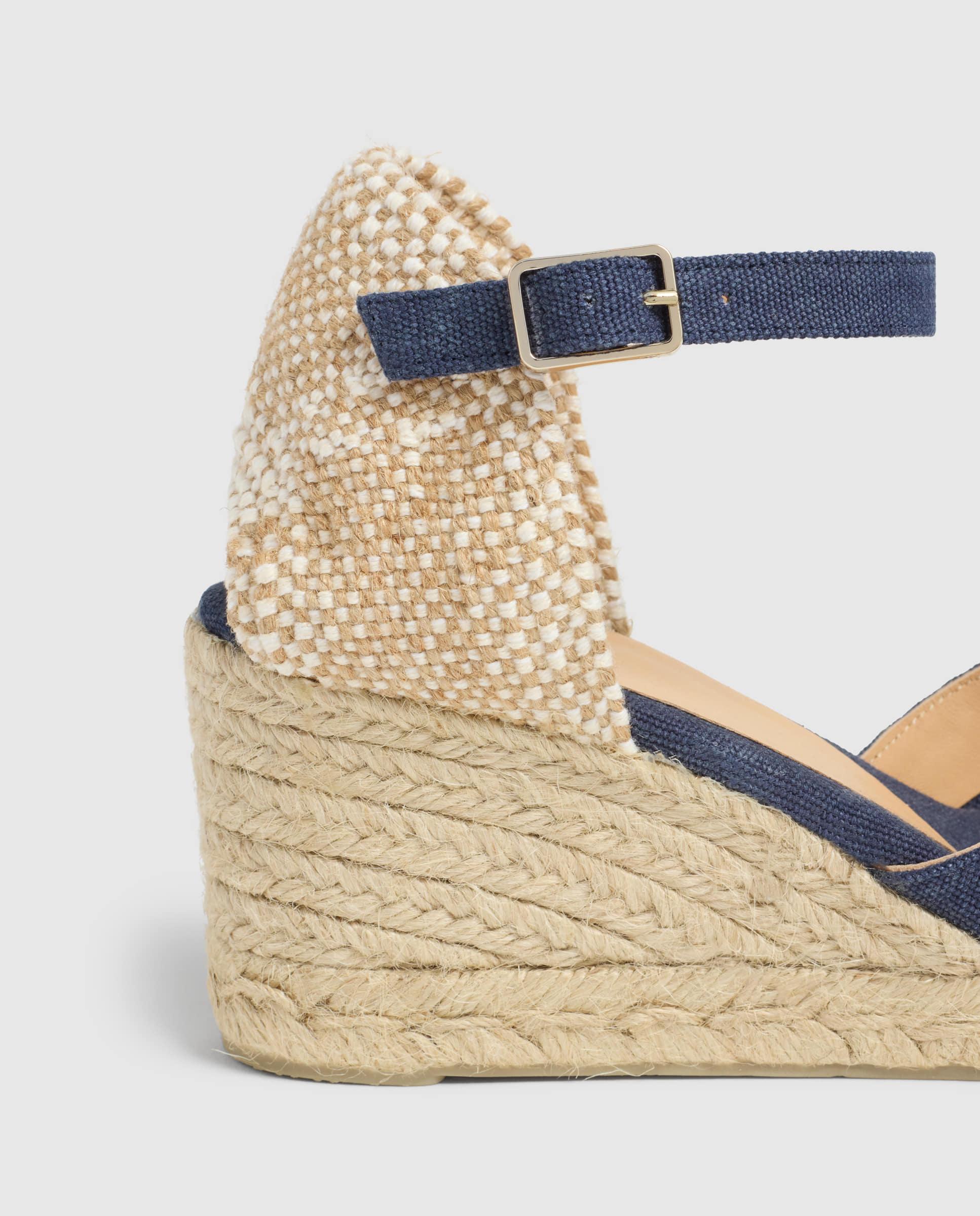Alpercatas de Cunha Chiarita com Peito Do Pé em V e Fecho de Fivela Azul-marinho-4