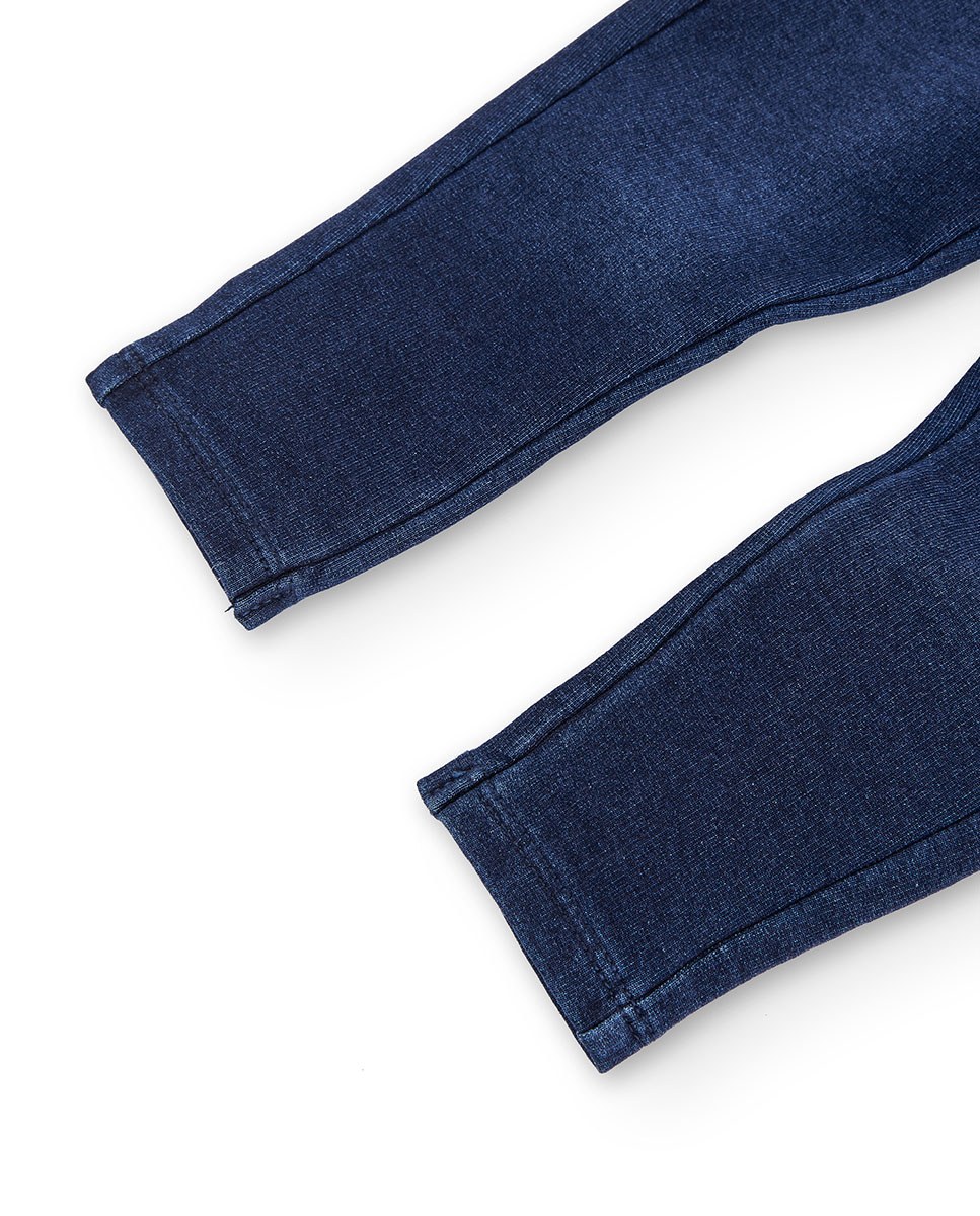 Jegging para Bebé com Bolsos Posteriores e Presilhas na Cintura Boboli Azul-3