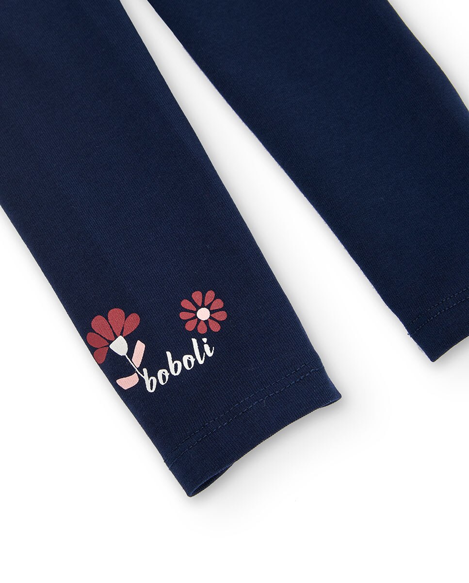 Leggings para Bebé Lisas de Algodão Azul-marinho-4