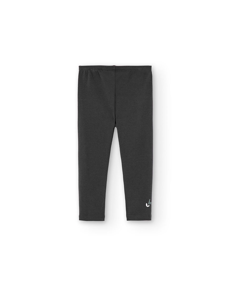 Leggings para Bebé Lisas de Algodão Cinzento-escuro-2