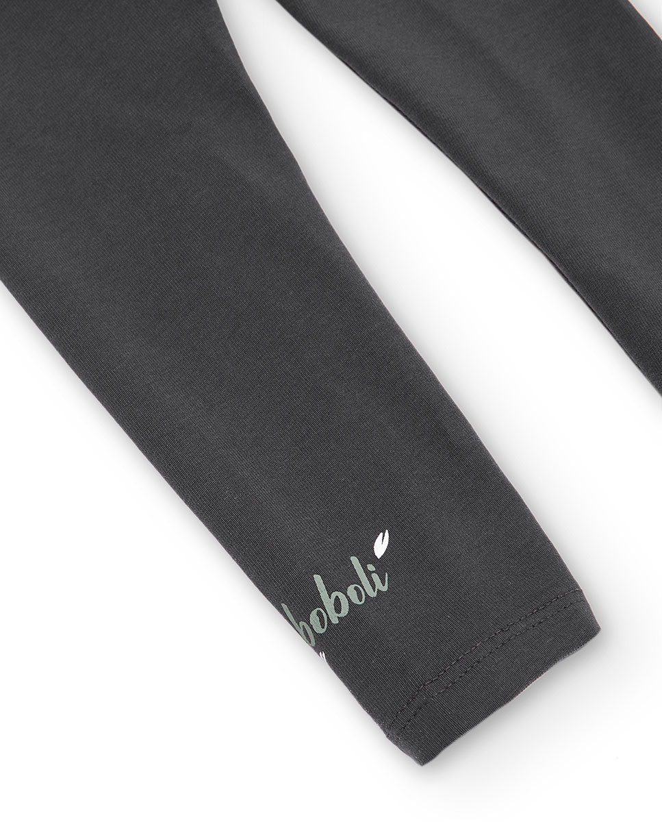 Leggings para Bebé Lisas de Algodão Cinzento-escuro-4