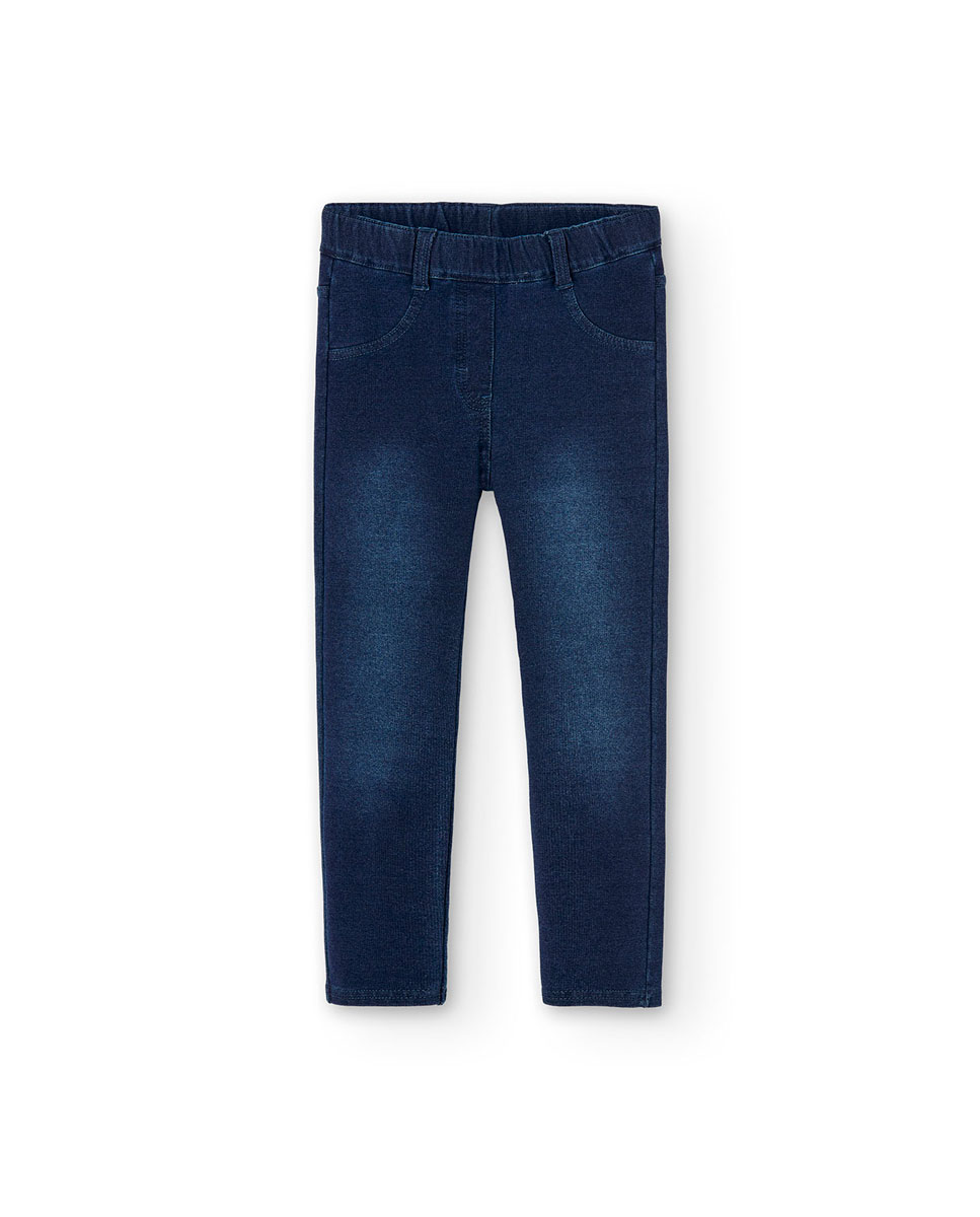 Jegging com Bolsos Posteriores e Presilhas na Cintura Azul-1