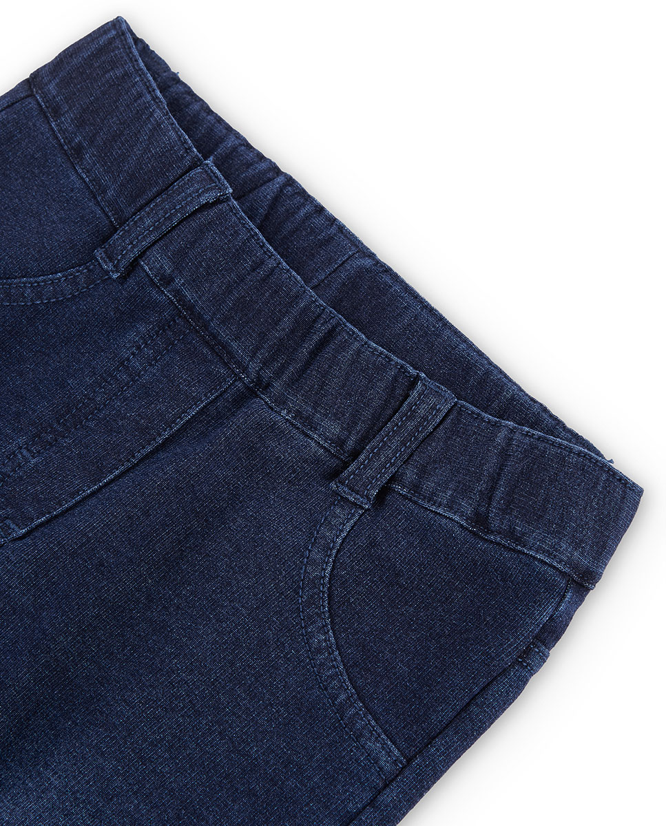 Jegging com Bolsos Posteriores e Presilhas na Cintura Azul-3