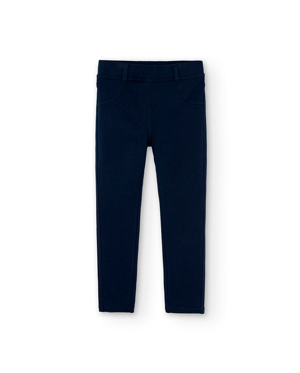 Leggings de Felpa Infantil com Ajuste de Borracha Azul-marinho-1