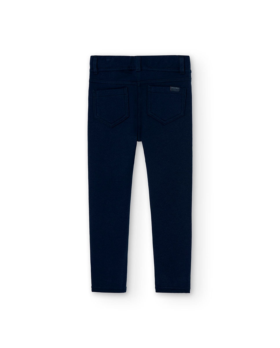 Leggings de Felpa Infantil com Ajuste de Borracha Azul-marinho-2