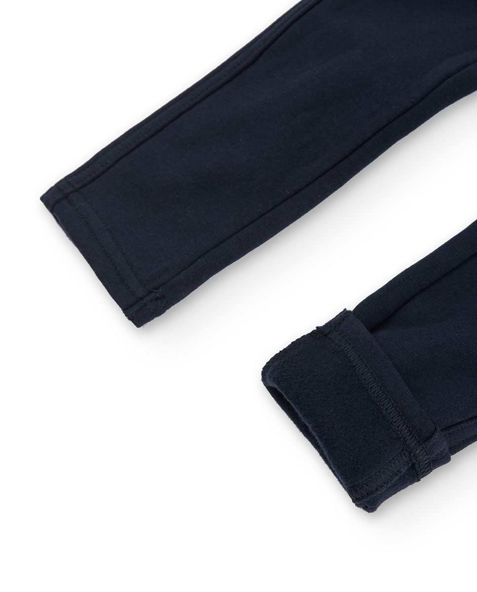 Leggings de Felpa Infantil com Ajuste de Borracha Azul-marinho-4