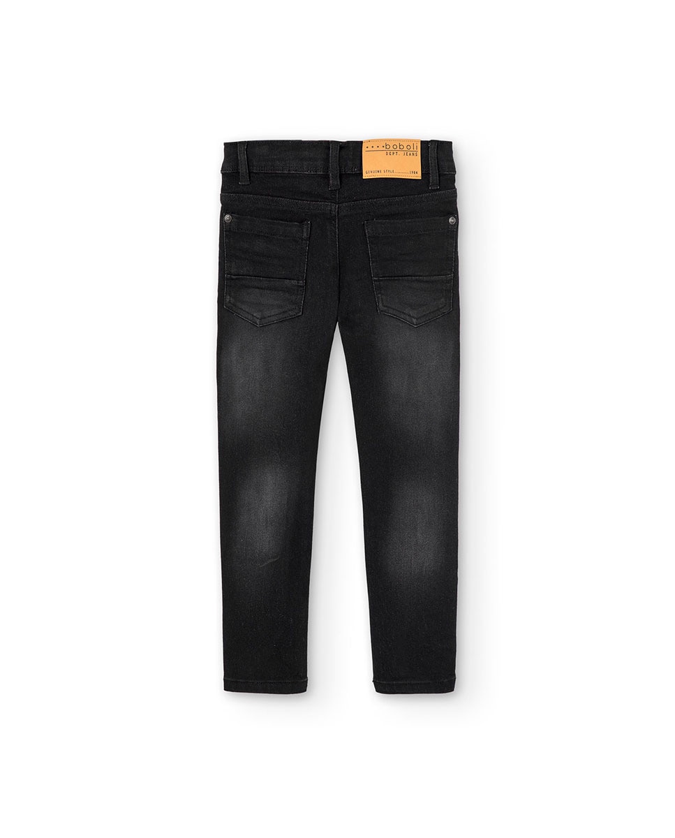 Jeans Infantil Cinco Bolsos com Fecho de Botão e Fecho Zip Preto-2