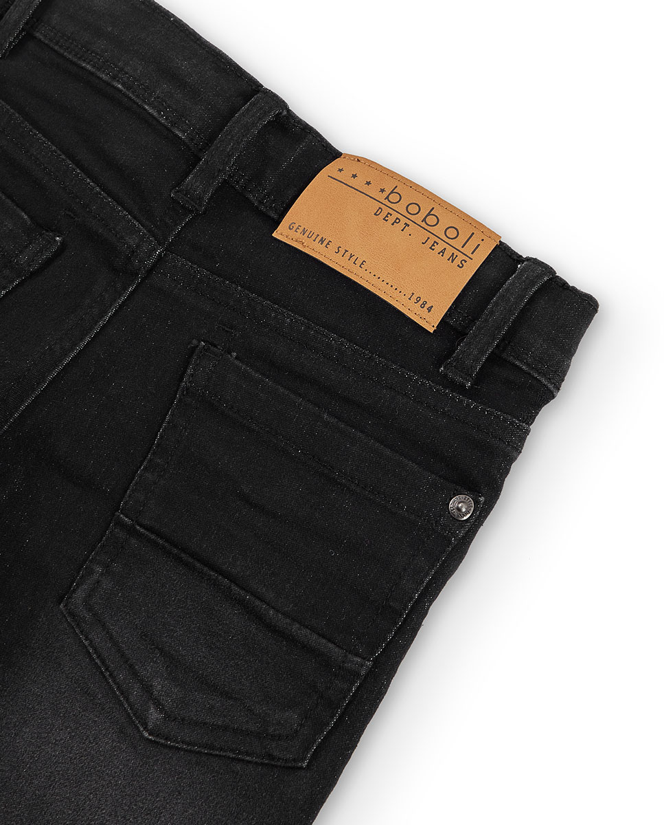 Jeans Infantil Cinco Bolsos com Fecho de Botão e Fecho Zip Preto-4