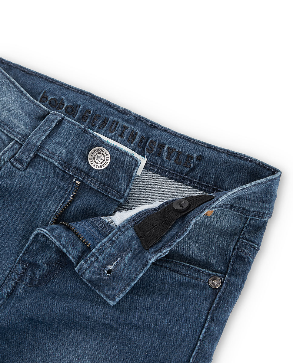 Jeans Infantil Cinco Bolsos com Fecho de Botão e Fecho Zip Azul-3