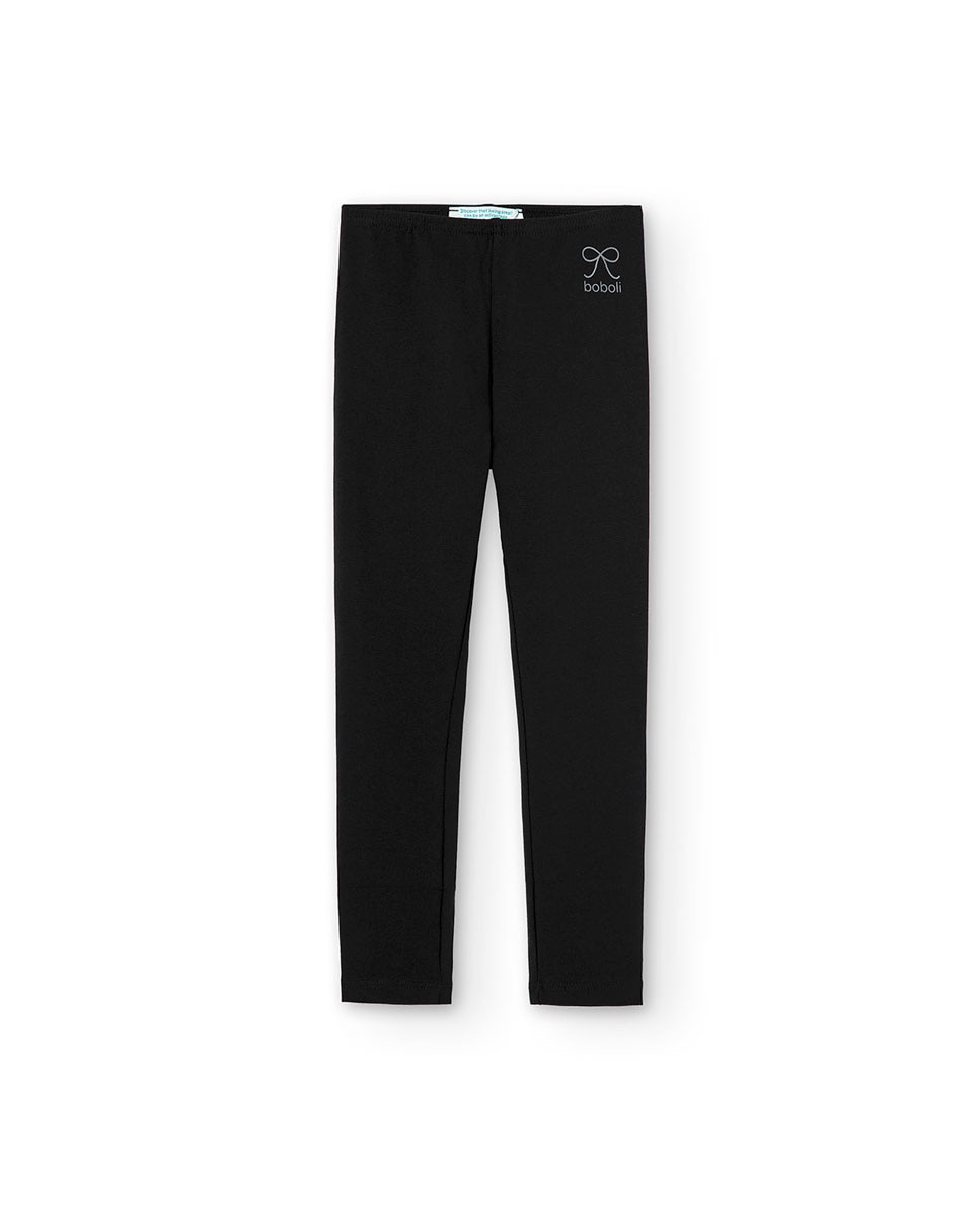 Leggings Compridas em Tecido Liso Preto-1