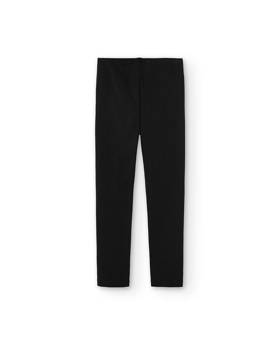 Leggings Compridas em Tecido Liso Preto-2