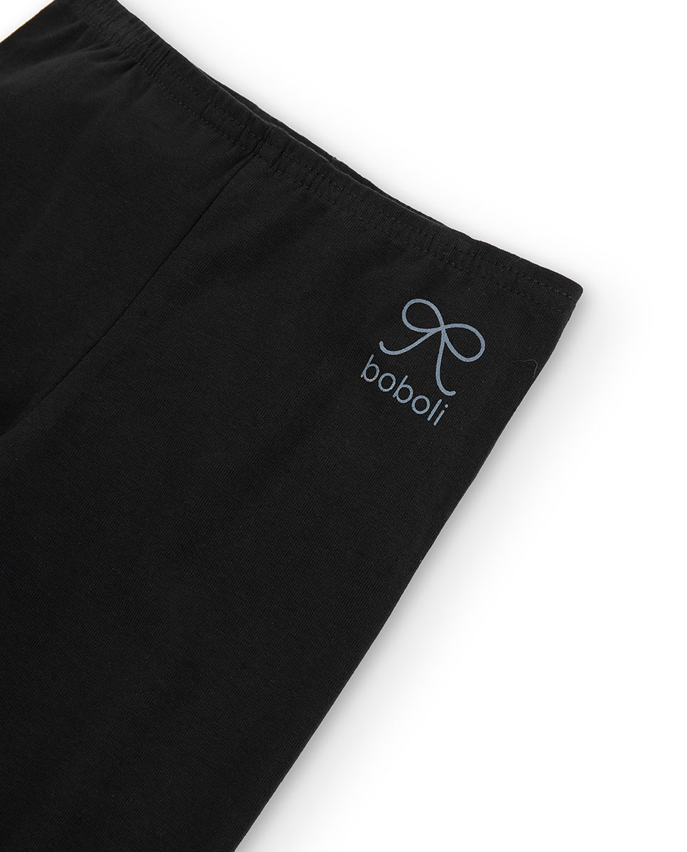 Leggings Compridas em Tecido Liso Preto-3