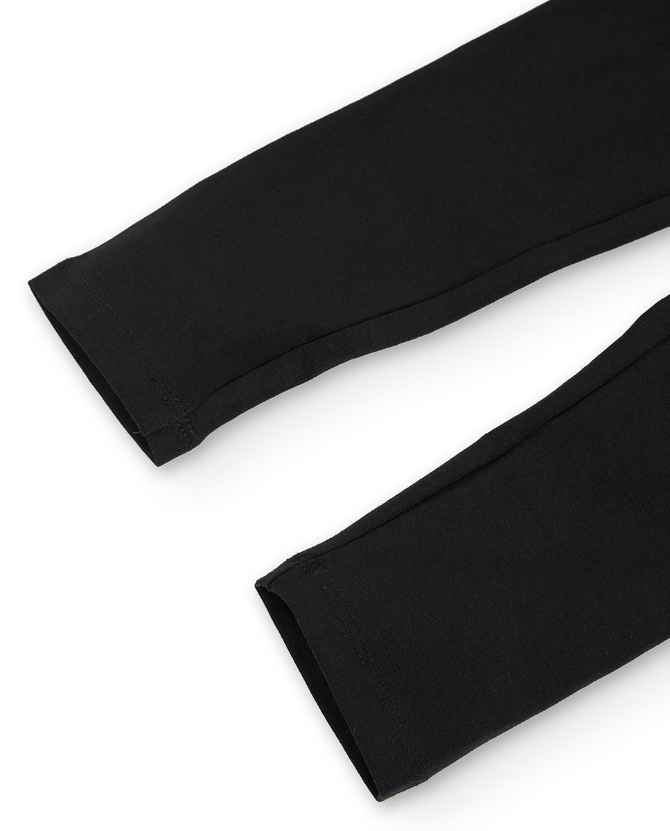 Leggings Compridas em Tecido Liso Preto-4