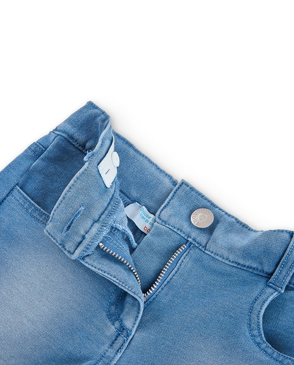 Short Infantil Denim com Fecho de Botão e Fecho Zip Boboli Azul-claro-3