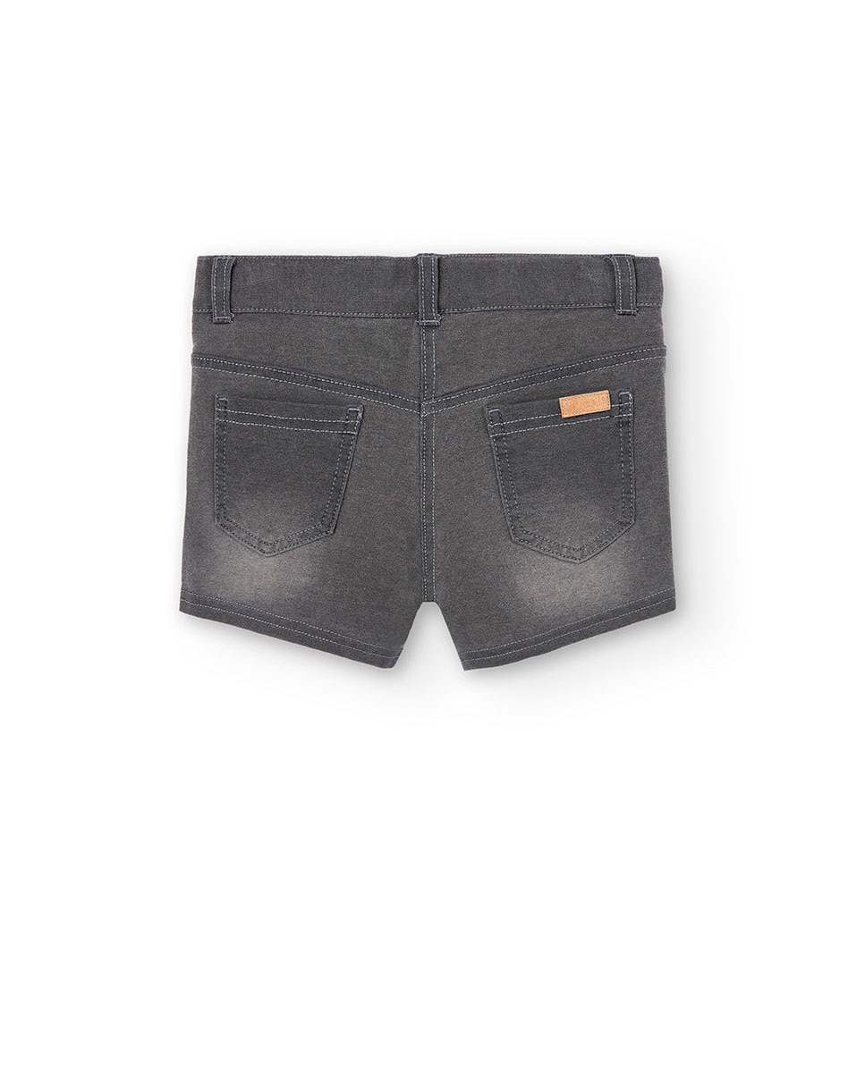 Calções de Felpa Efeito Denim em Cinzento Azul denim-2