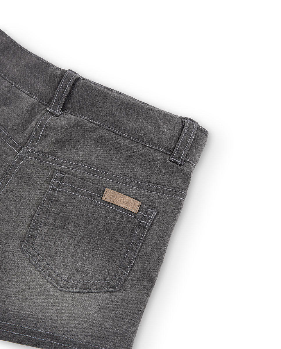 Calções de Felpa Efeito Denim em Cinzento Azul denim-4
