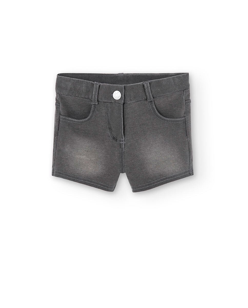 Imagem 0 de Calções de Felpa Efeito Denim em Cinzento