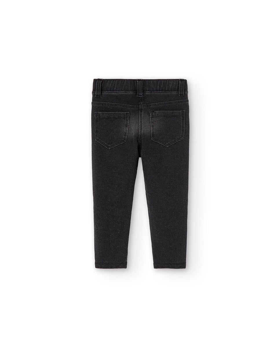 Jegging para Bebé com Bolsos Posteriores e Presilhas na Cintura Preto-2