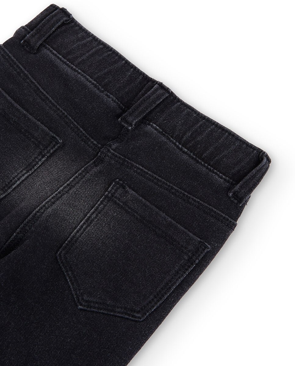 Jegging para Bebé com Bolsos Posteriores e Presilhas na Cintura Preto-4