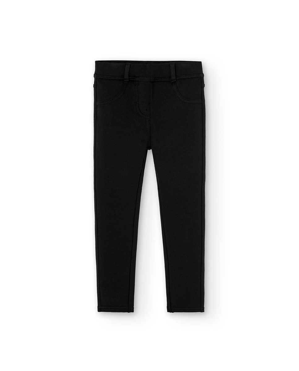 Leggings de Felpa Infantil com Ajuste de Borracha Boboli Preto-1