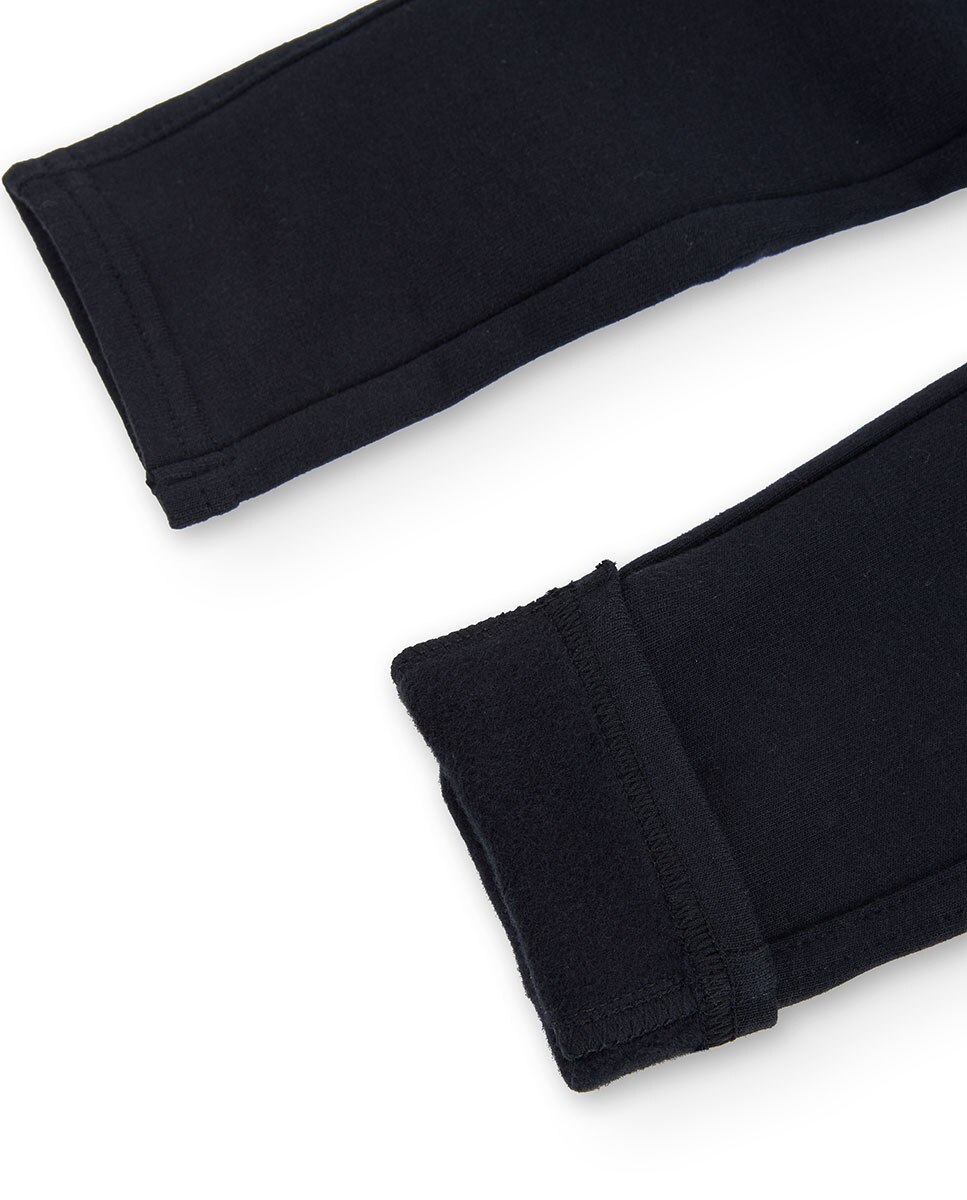 Leggings de Felpa Infantil com Ajuste de Borracha Boboli Preto-4