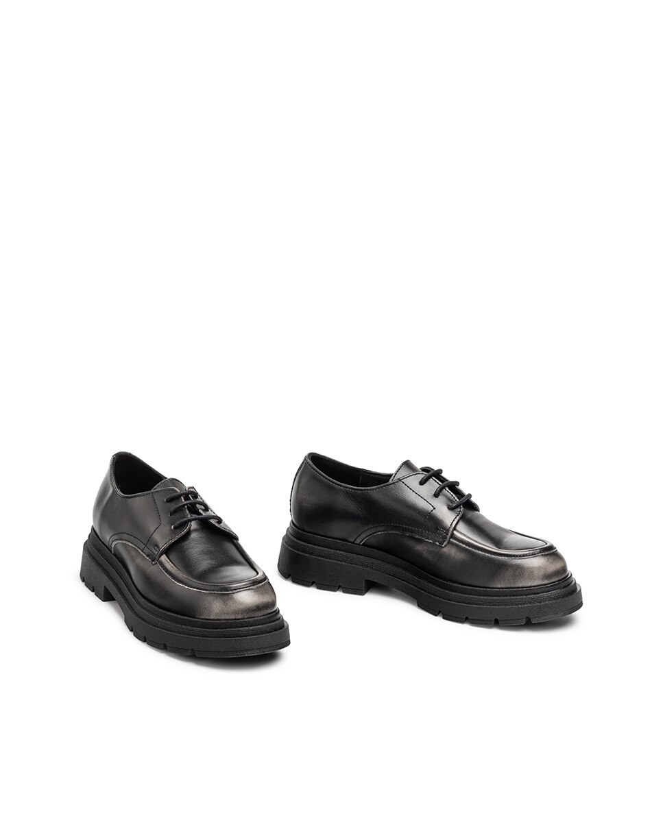Sapatos de Cordões em Pele Preto mate-5