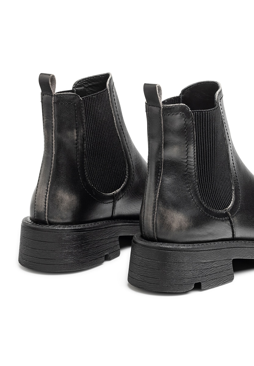 Botins Rasos de Pele Cinzento-2