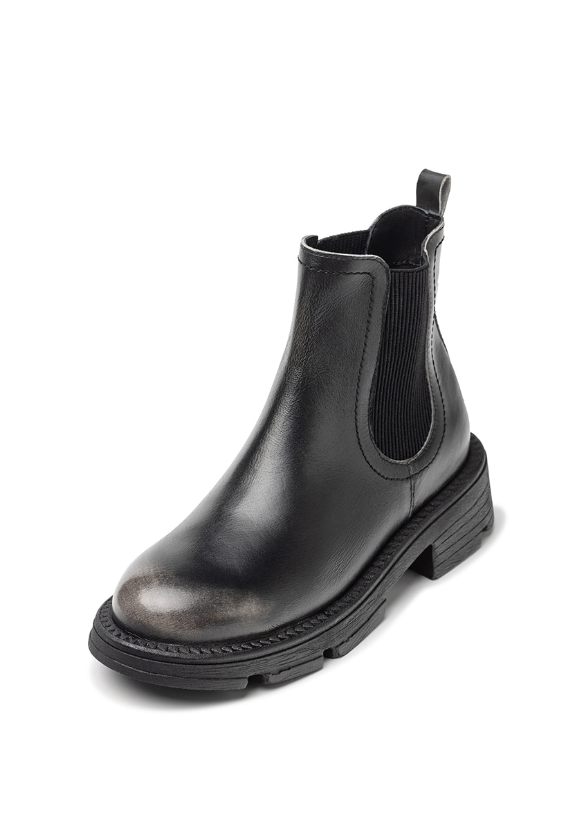 Botins Rasos de Pele Cinzento-3