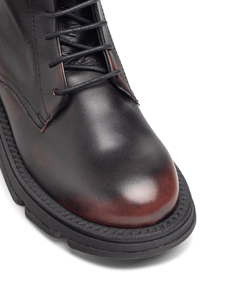 Botins Rasos de Pele Bordeaux-4