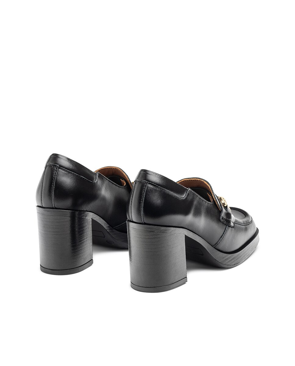 Mocassins de Salto em Pele Preto-2