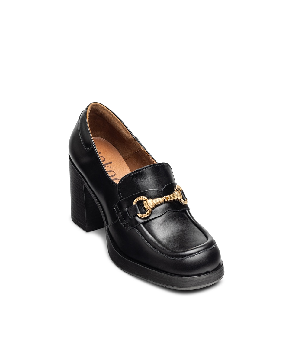 Mocassins de Salto em Pele Preto-3