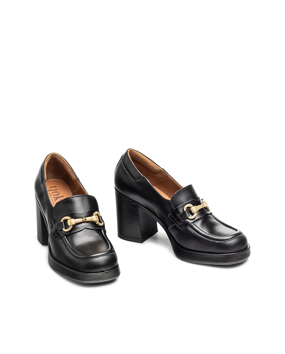 Mocassins de Salto em Pele Preto-5