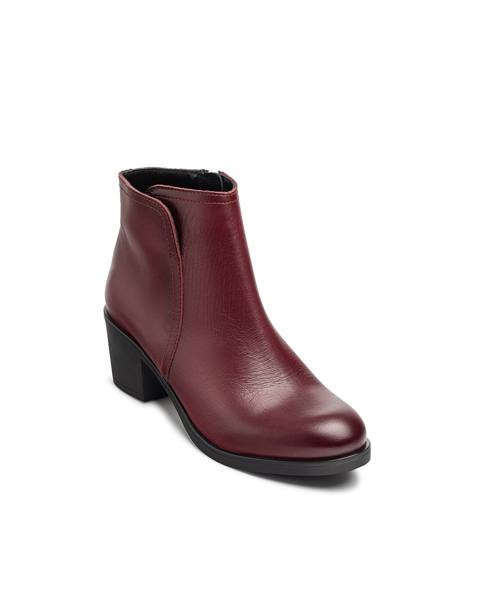 Botins de Salto em Pele Bordeaux-3