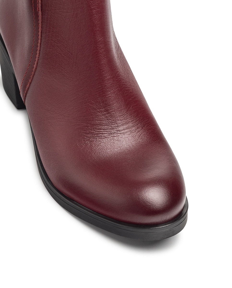 Botins de Salto em Pele Bordeaux-4