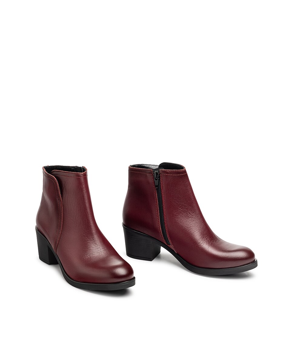 Botins de Salto em Pele Bordeaux-5