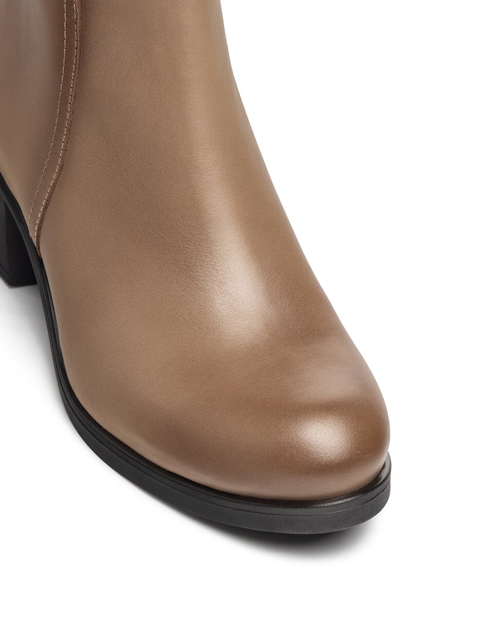 Botins de Salto em Pele Castanho-claro-4