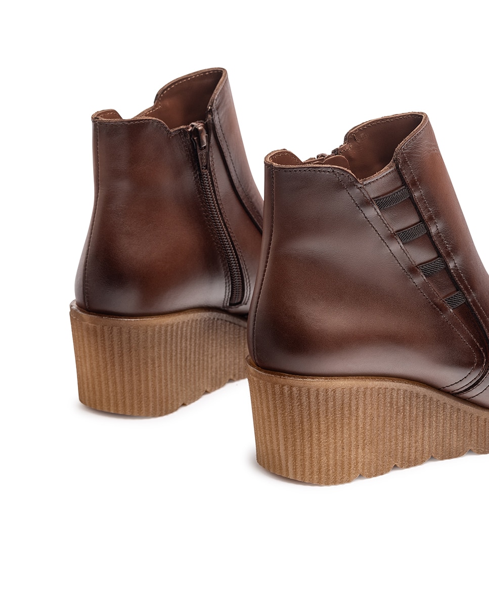 Botins de Cunha de Pele Castanho-escuro-2
