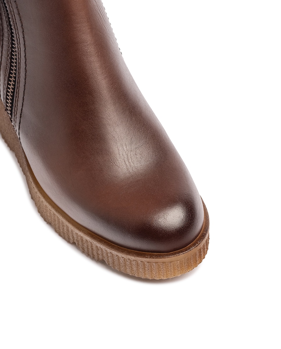 Botins de Cunha em Pele Castanho-4