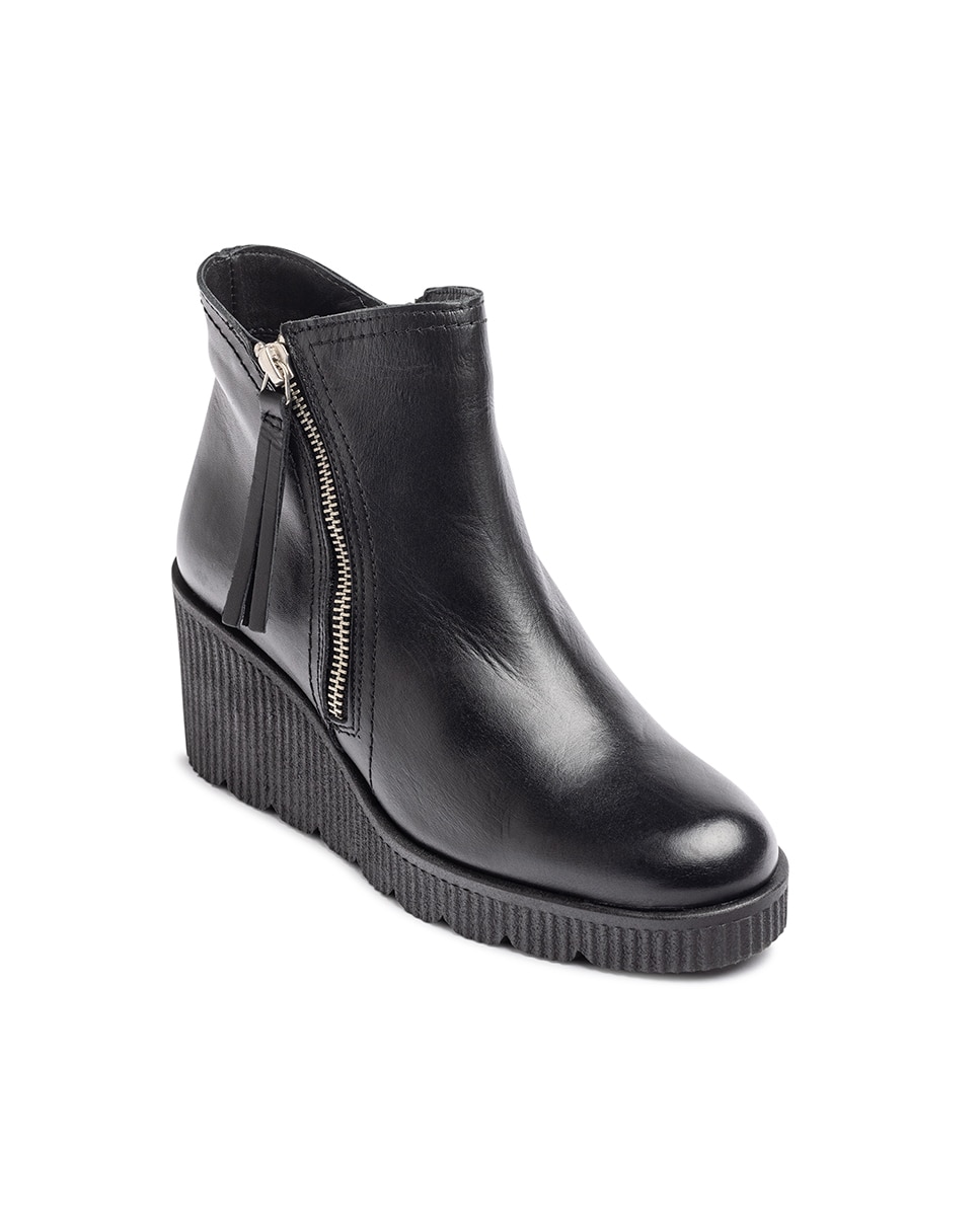 Botins de Cunha em Pele Preto-3