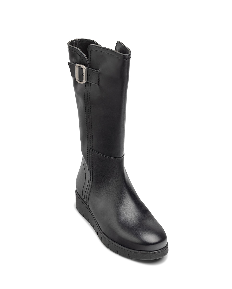 Botas Rasas de Pele Preto-3