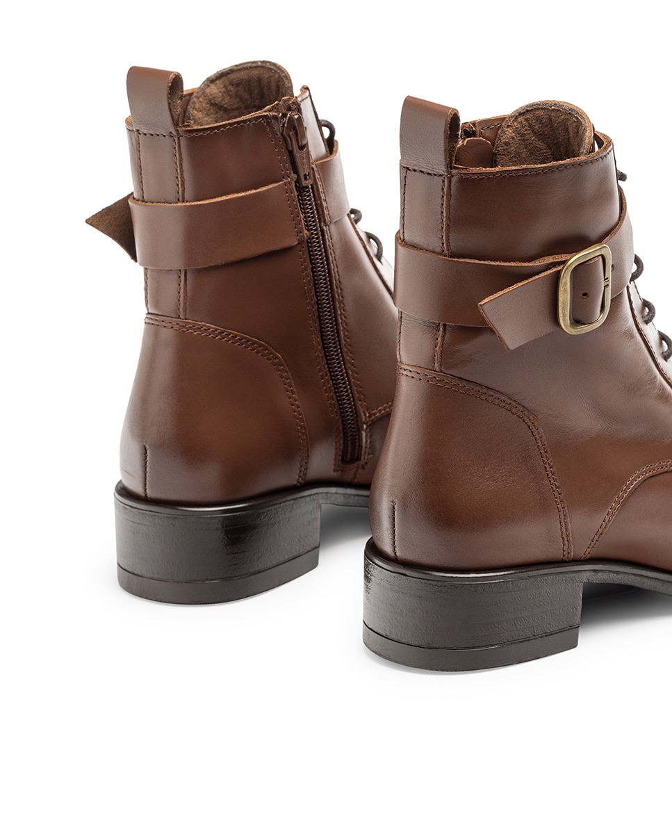 Botins Rasos de Pele Castanho-claro-2