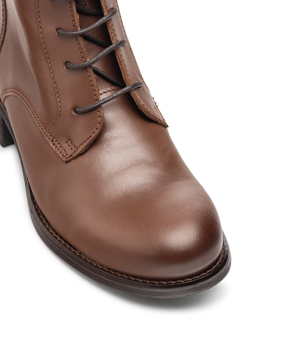 Botins Rasos de Pele Castanho-claro-4