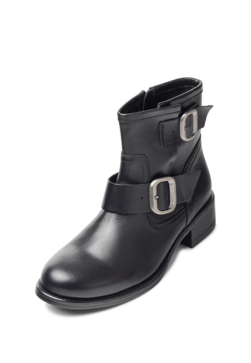 Botins Rasos de Pele Preto-3